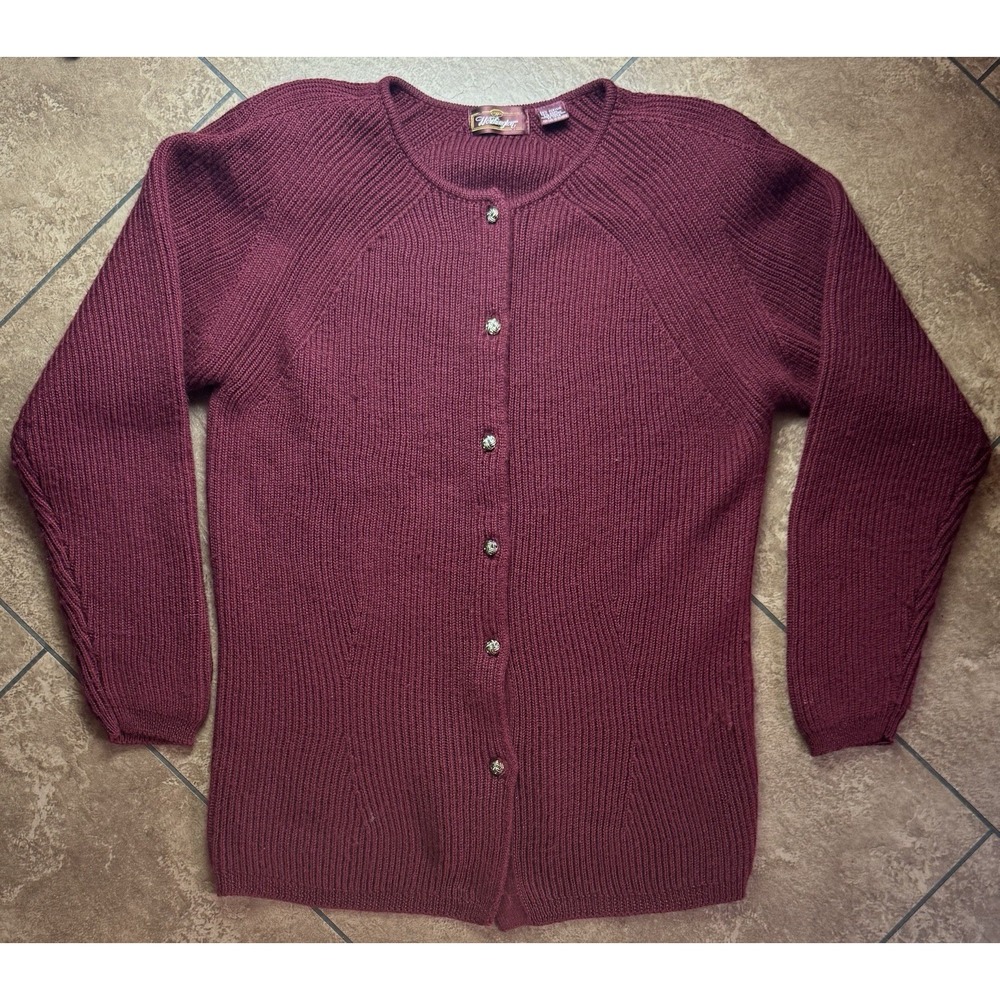 Vintage 80's Worthington Cardigan Wool Blend Gold Tone Buttons Sz Medium Preppy